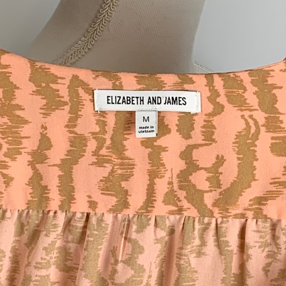 Elizabeth and James Peach Long Blouson Sleeve Placket Front Blouse size Medium - Picture 10 of 12